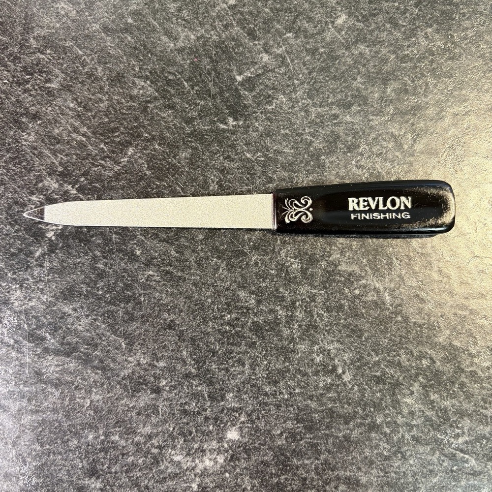 Vintage Revlon Emery Nail File Shaping Finishing‎ 5" Black Pointed Tip